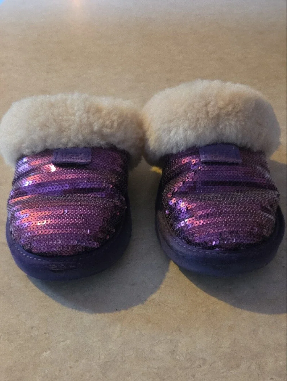 UGG Kids Purple Sequin Shearling Slip-On Clog